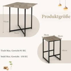 5-Teiliges Esstisch-Set Küchentisch mit 4 Hockern