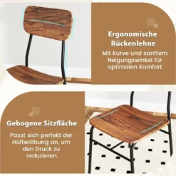 3-teiliges Esstisch-Set mit Ablageregal & 2 Stühlen & Metallrahmen Platzsparender Essbereich