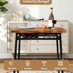 3-teiliges Esstisch-Set mit Ablageregal & 2 Stühlen & Metallrahmen Platzsparender Essbereich