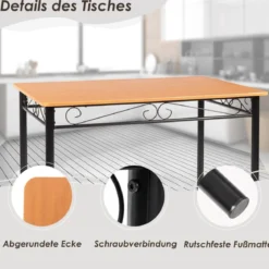 5-teiliges Esstisch-Set mit 4 Gepolsterter Stühlen Essgruppe Sitzgruppe für Esszimmer Küche