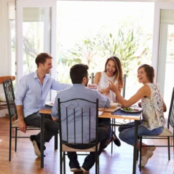 5-teiliges Esstisch-Set mit 4 Gepolsterter Stühlen Essgruppe Sitzgruppe für Esszimmer Küche