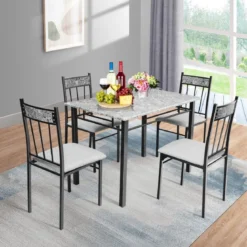 5-teiliges Esstisch-Set rechteckiger Esstisch und gepolsterter Stuhl modernes Esszimmertisch-Set