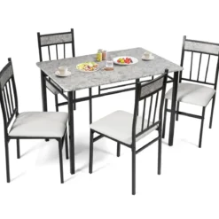 5-teiliges Esstisch-Set rechteckiger Esstisch und gepolsterter Stuhl modernes Esszimmertisch-Set