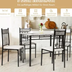5-teiliges Esstisch-Set rechteckiger Esstisch und gepolsterter Stuhl modernes Esszimmertisch-Set