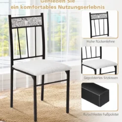 5-teiliges Esstisch-Set rechteckiger Esstisch und gepolsterter Stuhl modernes Esszimmertisch-Set