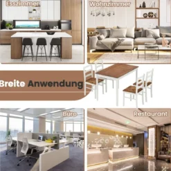 5-teiliges Esszimmer-Set mit rechteckigem Tisch & 4 Stühlen Bauernhaus-Esstisch-Set