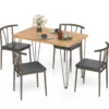 5-teiliges Esszimmertisch-Set rechteckiger Industrietisch & 4 armlose Stühle mit gepolstertem Sitz Schwarz