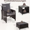 5-teiliges Gartenmöbel-Set aus Polyrattan Balkonmöbel mit 2 Sessel 2 Hocker & Glastisch Grau
