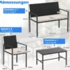 4-teiliges Gartenmöbel-Set Outdoor Rattan Stühle & Loveseat mit gehärtetem Glas-Couchtisch Beige