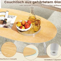 4-teiliges Gartenmöbel-Set PE-Rattan Zweisitzer & 2 Sessel mit weichen Sitzkissen Tisch mit Sicherheitsglas Beige