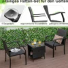 3-teiliges Gartenmöbel Set Rattan Balkonset mit 2 Stühlen und Tisch Gemischtes Braun