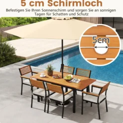 7-Teiliges Gartenmöbel Set Sitzgruppe für 6 Personen Terrassenmöbel Set aus Akazienholz mit 6 Gartenstühlen