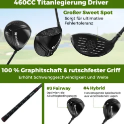 11 Teiliges Golfschläger Set für Rechtshänder mit Golftasche Golf Set Golfschlägersätze Caddy Bag