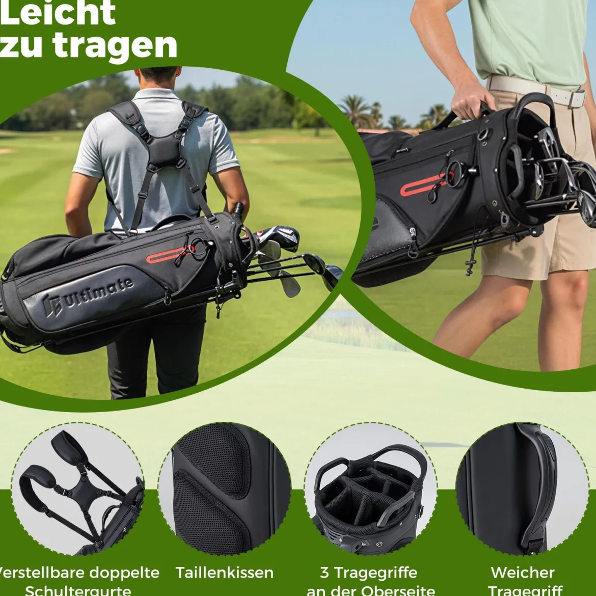 11 Teiliges Golfschläger Set für Rechtshänder mit Golftasche Golf Set Golfschlägersätze Stand Bag