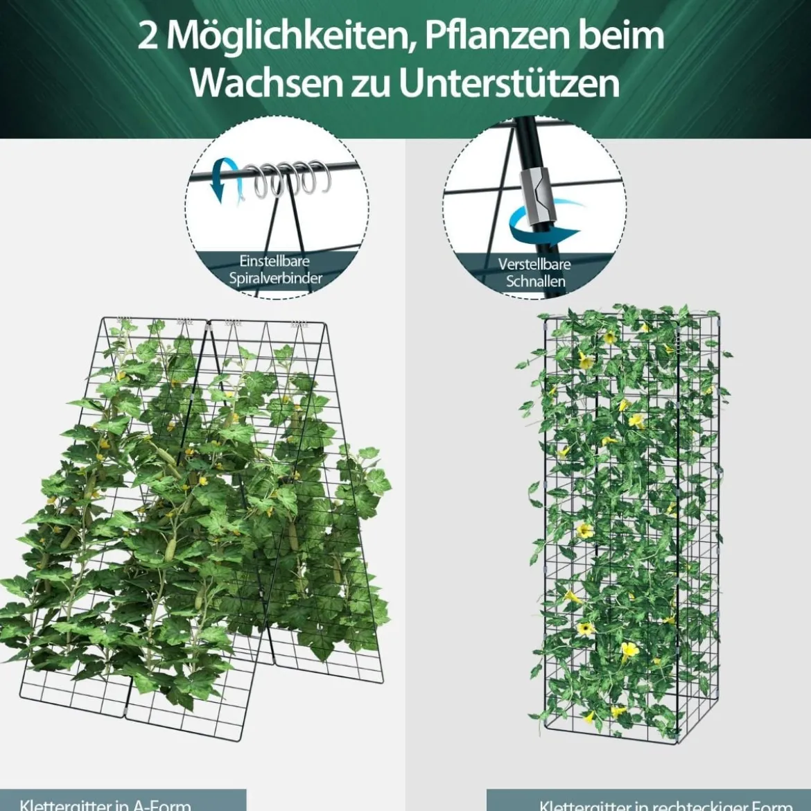 2-Teiliges Grünes Gartenspalier Unterstützung für Kletterpflanzen 122 x 86 cm