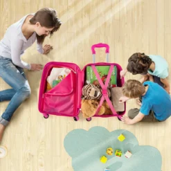 2-teiliges Handgepäck-Set mit Spinner-Rädern rollender Hartschalen-Koffer und Rucksack Rosa Einhorn 12