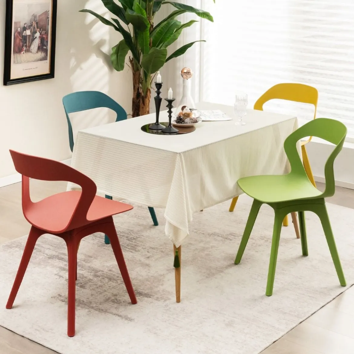 4-teiliges Küchenstuhl-Set Esszimmerstuhl-Set Moderne Stühle 48 x 54 x 81 cm Bunt