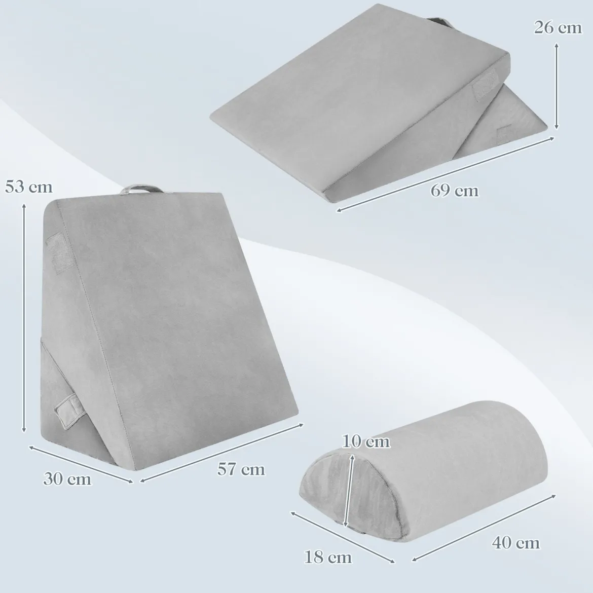 3 Teiliges Keilkissen Set Orthopädisch Air Memory Schaum Lindert Schmerzen Hilft Bei Schnarchen Sodbrennen Grau