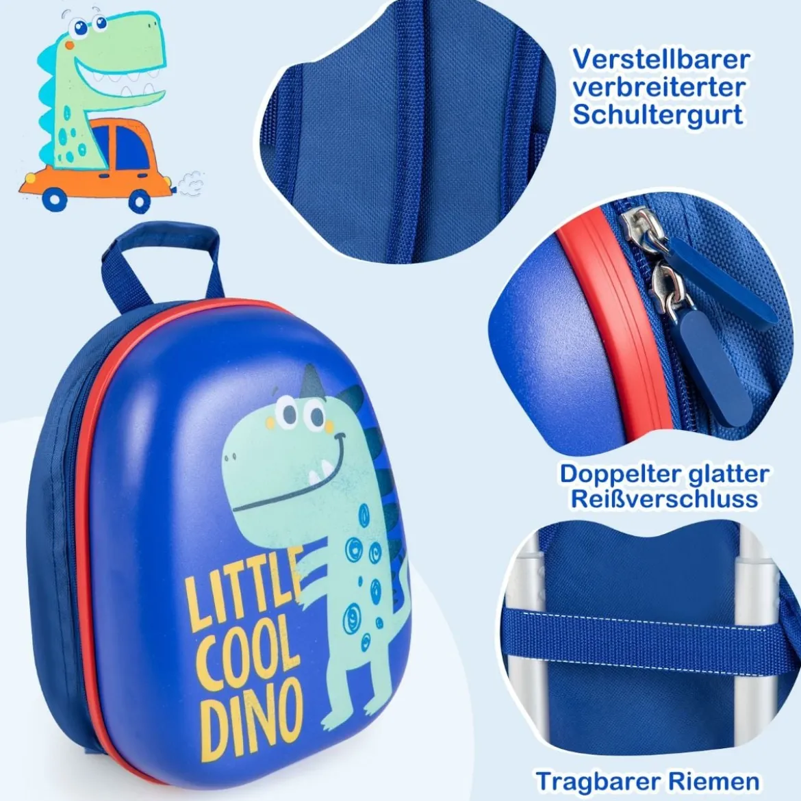 2-Teiliges Kinder-Gepäckset Handgepäck- und Rucksack-Set Blau