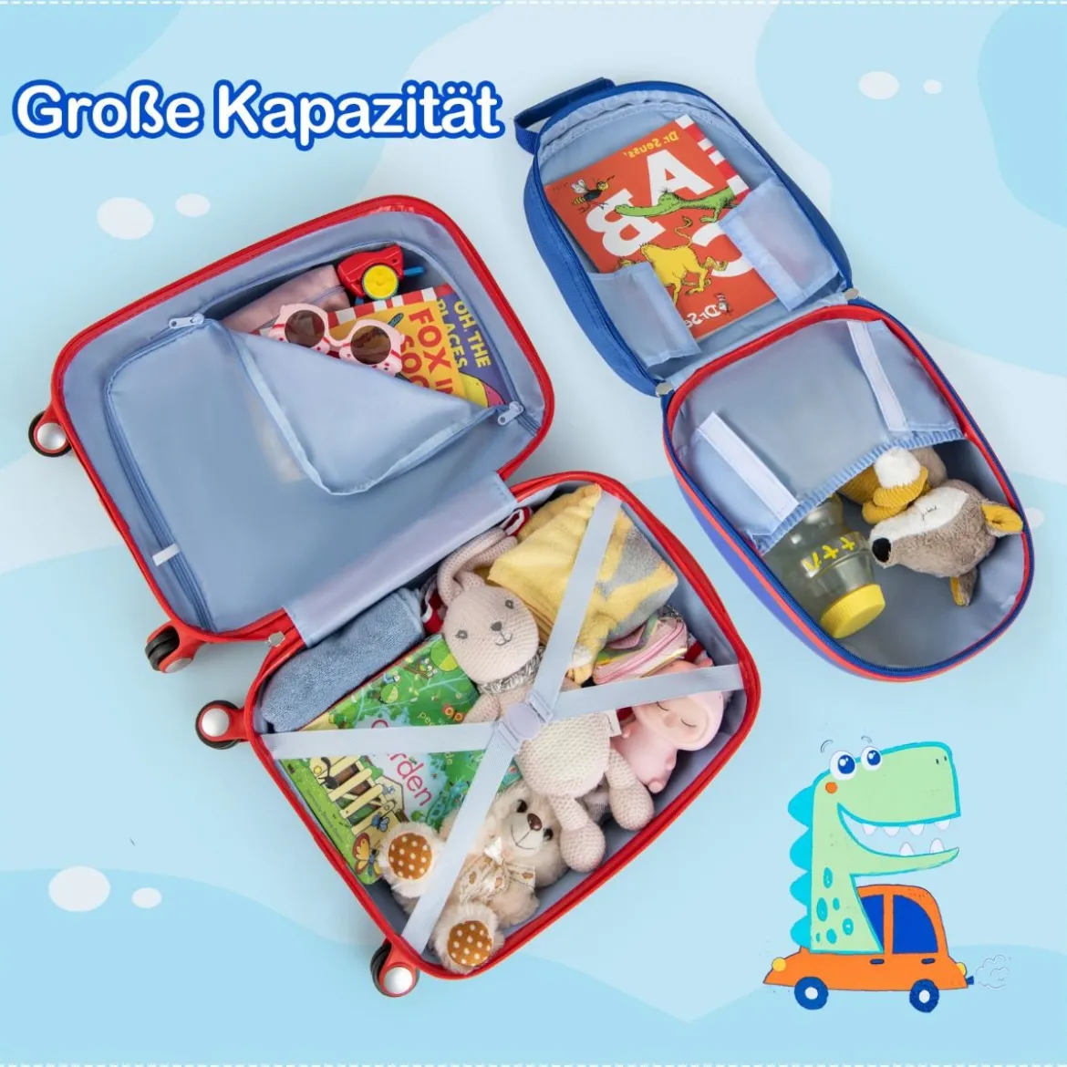 2-Teiliges Kinder-Gepäckset Handgepäck- und Rucksack-Set Blau