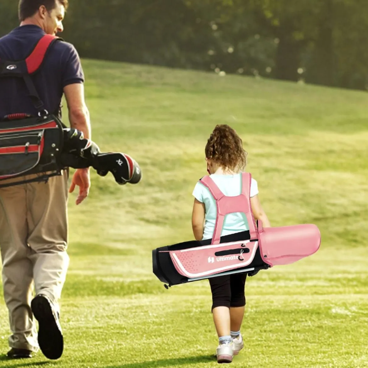 4-teiliges Kinder Golfschläger Set mit Golftasche & Regenhaube für Kinder von 5-7 Jahren Rosa
