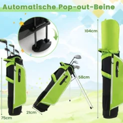 6-teiliges Kinder Golfschläger Set mit Golftasche & Regenhaube für Kinder von 11-13 Jahren Grün