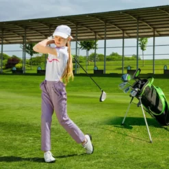 6-teiliges Kinder Golfschläger Set mit Golftasche & Regenhaube für Kinder von 11-13 Jahren Grün