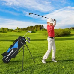 5-teiliges Kinder Golfschläger Set mit Fairway HolzEisen 7, 9 & Putter mit Standtasche für Junior von 8-10 Jahren