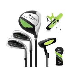 4-teiliges Kinder Golfschläger Set mit Golftasche & Regenhaube für Kinder von 8-10 Jahren Grün
