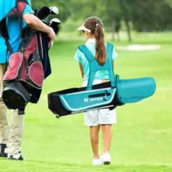 4-teiliges Kinder Golfschläger Set mit Golftasche & Regenhaube für Kinder von 8-10 Jahren Blau