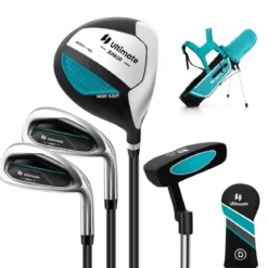 4-teiliges Kinder Golfschläger Set mit Golftasche & Regenhaube für Kinder von 8-10 Jahren Blau