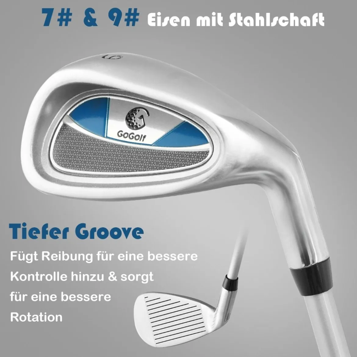 5-teiliges Kinder Golfschläger Set mit Fairway HolzEisen 7, 9 & Putter mit Standtasche für Junior von 11-13 Jahren