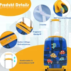2-teiliges Kinderkoffer-Set Hartschalenkoffer & Rucksack 33 x 22 x 51 cm Dunkelblau