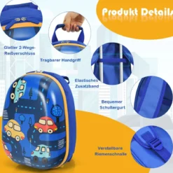 2-teiliges Kinderkoffer-Set Hartschalenkoffer & Rucksack 33 x 22 x 51 cm Dunkelblau