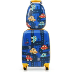 2-teiliges Kinderkoffer-Set Hartschalenkoffer & Rucksack 33 x 22 x 51 cm Dunkelblau