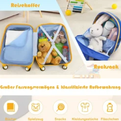 2-teiliges Kinderkoffer-Set Hartschalenkoffer & Rucksack 33 x 22 x 51 cm Dunkelblau