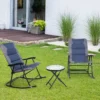 3-teiliges klappbares Bistro-Set Outdoor-Schaukelstühle mit TischBlau + Grau