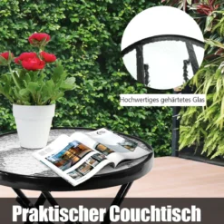 3-teiliges klappbares Bistro-Set Outdoor-Schaukelstühle mit TischBlau + Grau