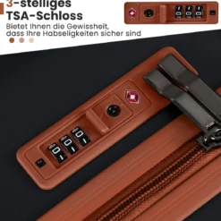 3-teiliges Kofferset Hartschalen Kofferset mit TSA-Schloss Teleskop-Aluminiumgriff & 4 Rollen Schwarz