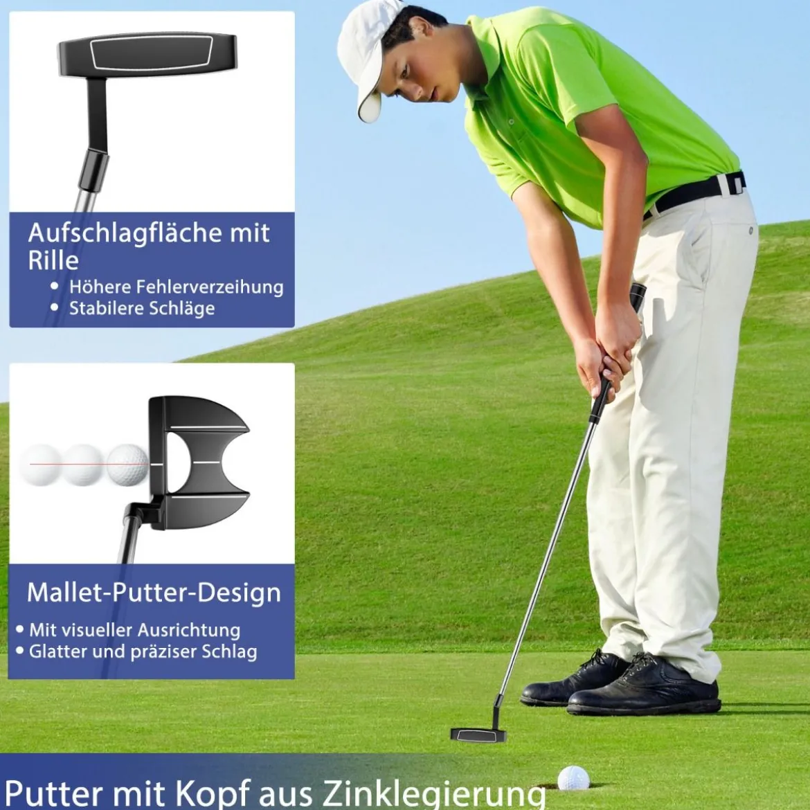 9-teiliges Komplettes Golfschlägerset für Rechtshändig Spielende Herren mit Schlägerhauben