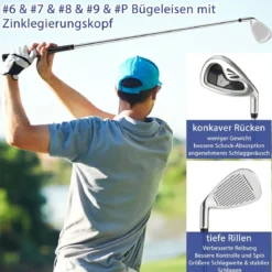 9-teiliges Komplettes Golfschlägerset für Rechtshändig Spielende Herren mit Schlägerhauben