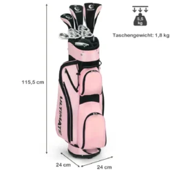10-teiliges komplettes Golf Set Golfschläger Set für Damen Perfektes Golfgeschenk Rosa