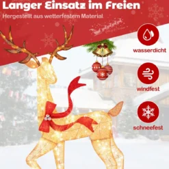 3-teiliges LED Rentier Familie Weihnachtsdeko beleuchtetes Rentier Weihnachtsfigur mit 440 warmweißen Lichtern