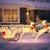3-teiliges LED Rentier mit Schlitten Beleuchtete Rentier Weihnachtsfigur mit 280 Warmweißen LED-Lichtern