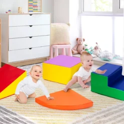 4-teiliges Lernspielset weiches EPE Kleinkinder-Spielset Softbausteine aus Schaumstoff Bunt