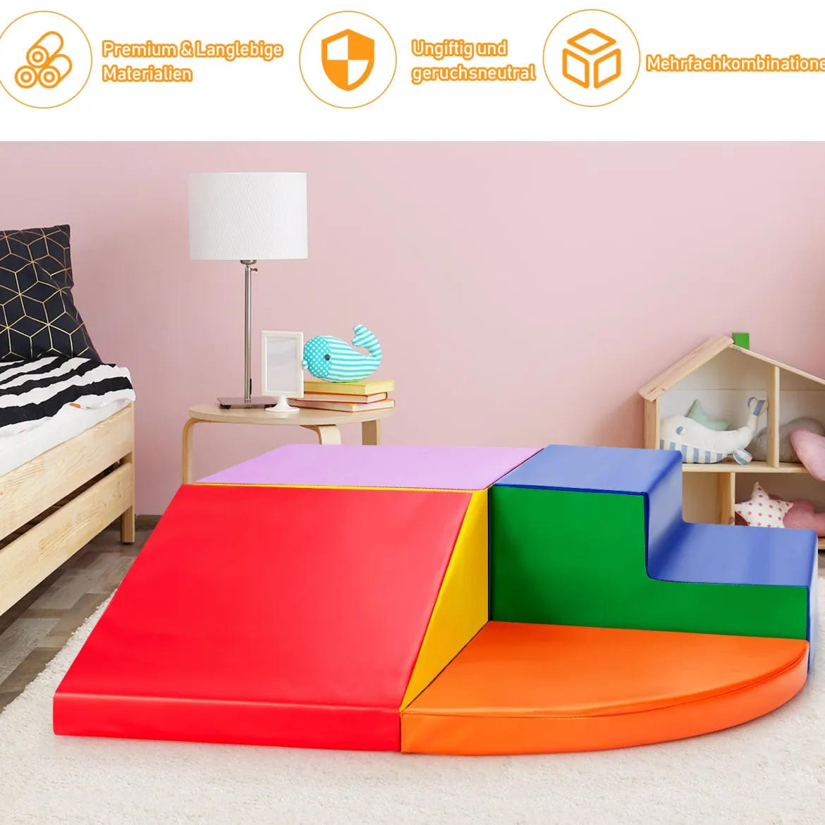 4-teiliges Lernspielset weiches EPE Kleinkinder-Spielset Softbausteine aus Schaumstoff Bunt