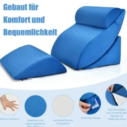 4-teiliges orthopädische Kissen-Set einstellbare Neigungskissen Blau
