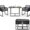 3-Teiliges Outdoor-Dining-Set mit Klappbarer Rückenlehne & Sitzkissen Terrassenmöbel-Set