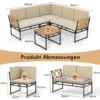 4-teiliges Outdoor Ecksofa-Set L-förmiges Gesprächsset mit Kissen & Sitzfläche Gartenmöbel Beige