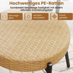3-teiliges PE-Rattan Outdoor Bistro-Set Patio-Gesprächsset mit temperiertem Glas-Couchtisch Braun